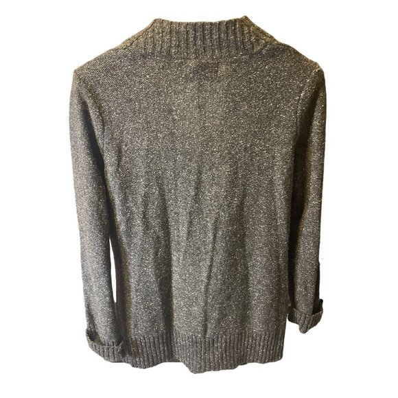 Jones New York Gray Knit Buttoned Grandpa Cardigan Sweater Sz M - Picture 2 of 7